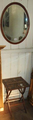 Folding card table & oval mirror